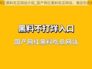 国产网红黑料吃瓜网站介绍_国产网红黑料吃瓜网站，满足你的好奇心