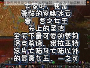 魔兽世界灵魂交织任务攻略详解：完成方法与解析指南