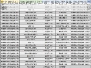 龙之谷落日回廊钥匙获取攻略：揭秘钥匙获取途径与操作指南