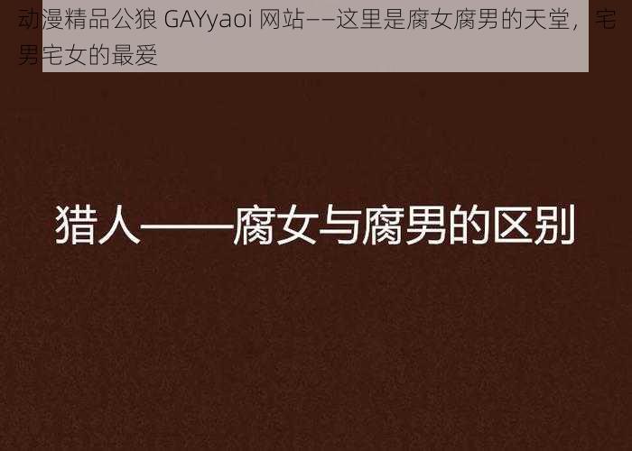 动漫精品公狼 GAYyaoi 网站——这里是腐女腐男的天堂，宅男宅女的最爱