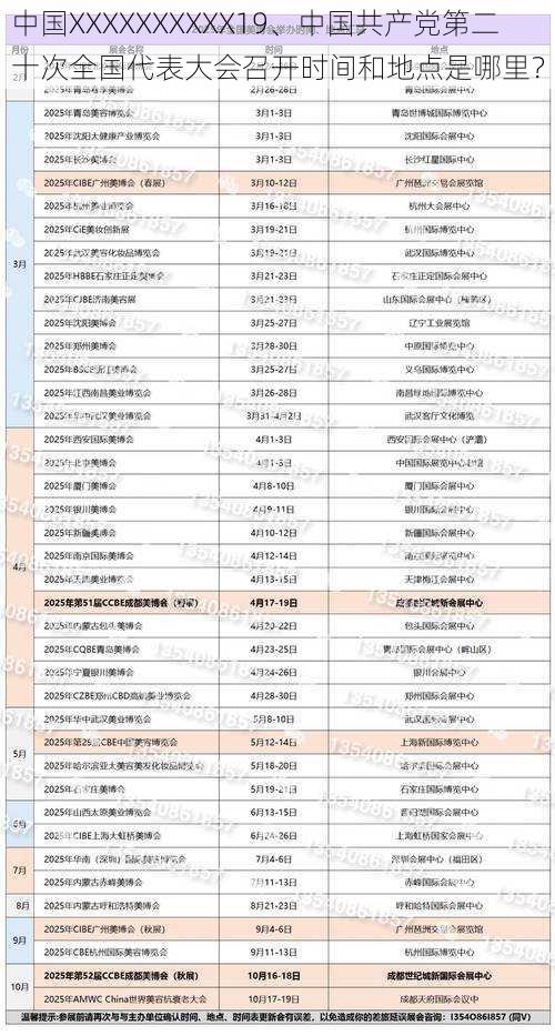 中国XXXXXXXXXX19、中国共产党第二十次全国代表大会召开时间和地点是哪里？