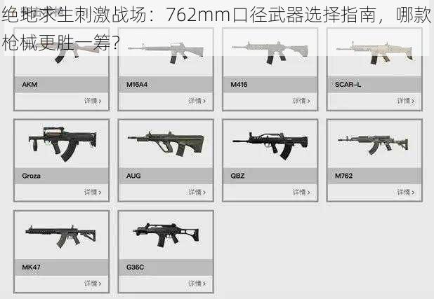 绝地求生刺激战场：762mm口径武器选择指南，哪款枪械更胜一筹？