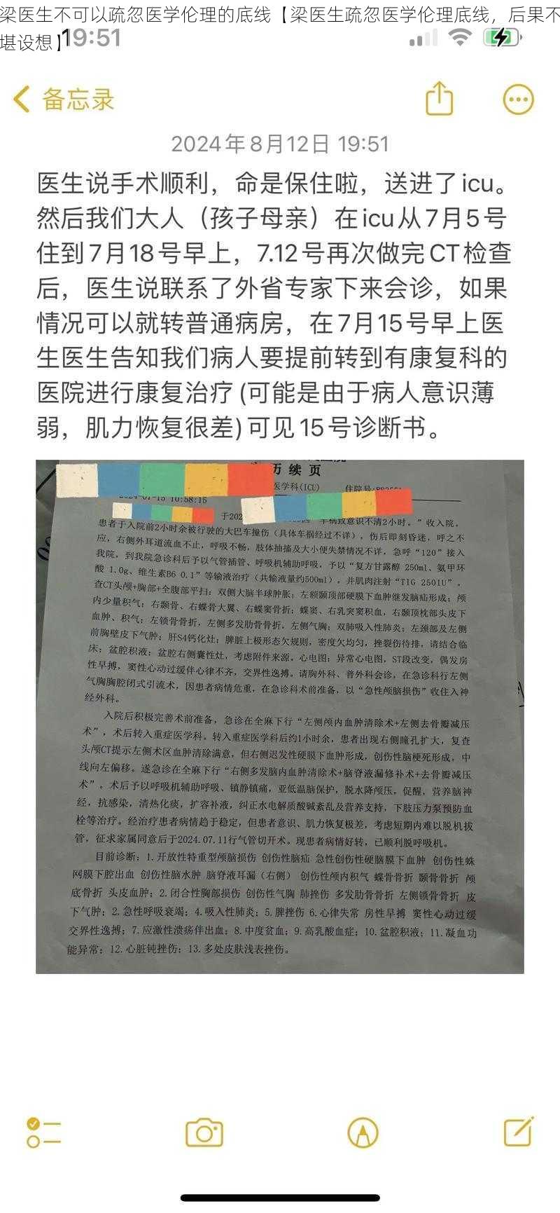 梁医生不可以疏忽医学伦理的底线【梁医生疏忽医学伦理底线，后果不堪设想】