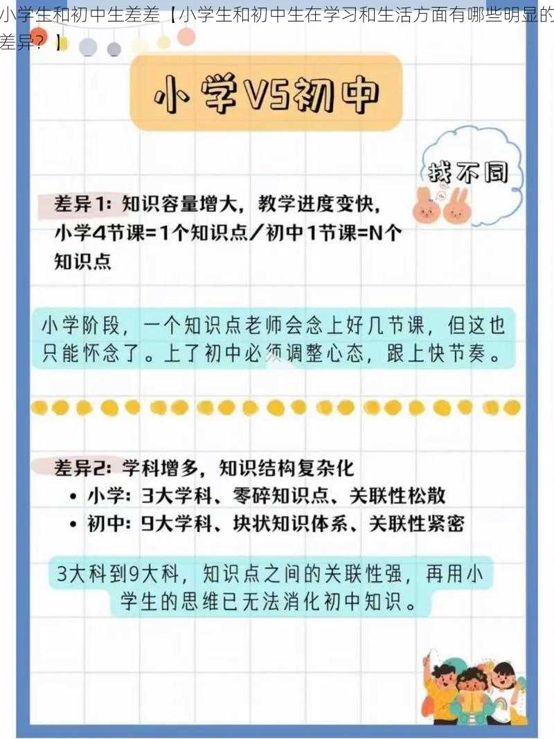 小学生和初中生差差【小学生和初中生在学习和生活方面有哪些明显的差异？】