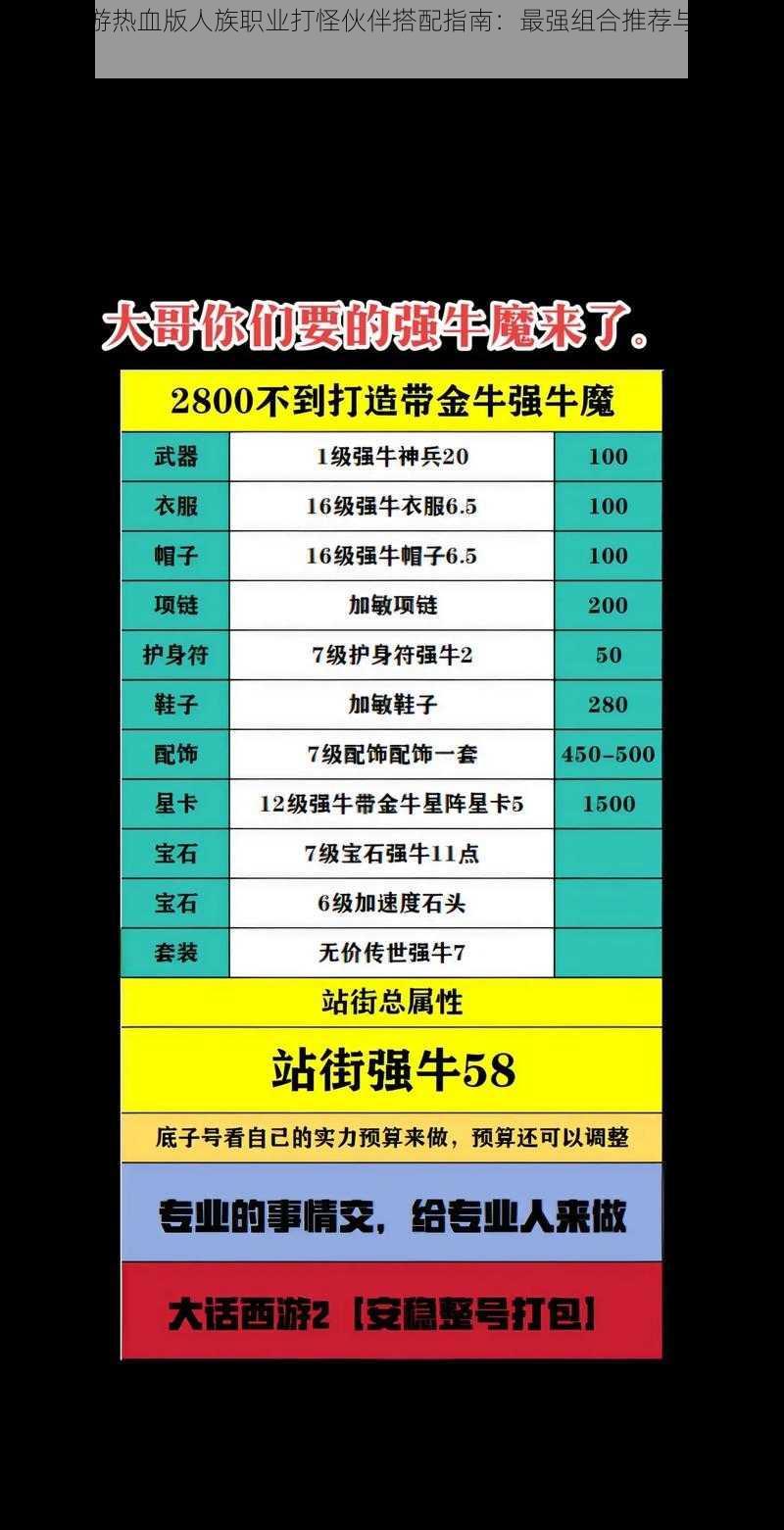 大话西游热血版人族职业打怪伙伴搭配指南：最强组合推荐与实战策略解析