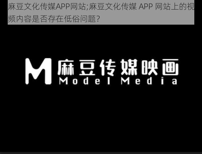 麻豆文化传媒APP网站;麻豆文化传媒 APP 网站上的视频内容是否存在低俗问题？