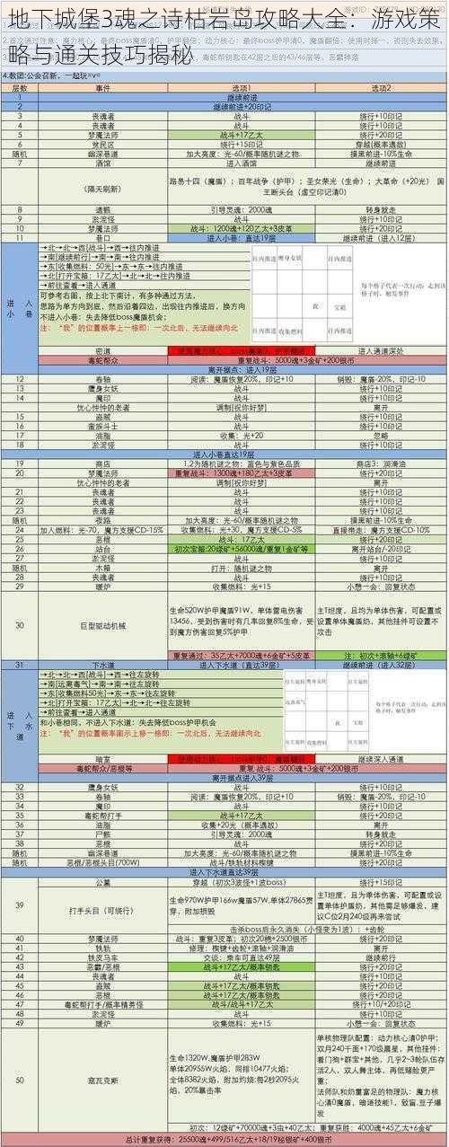 地下城堡3魂之诗枯岩岛攻略大全：游戏策略与通关技巧揭秘