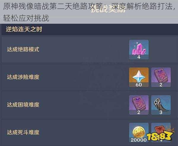原神残像暗战第二天绝路攻略：深度解析绝路打法，轻松应对挑战