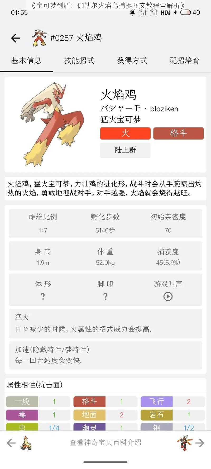 《宝可梦剑盾：伽勒尔火焰鸟捕捉图文教程全解析》