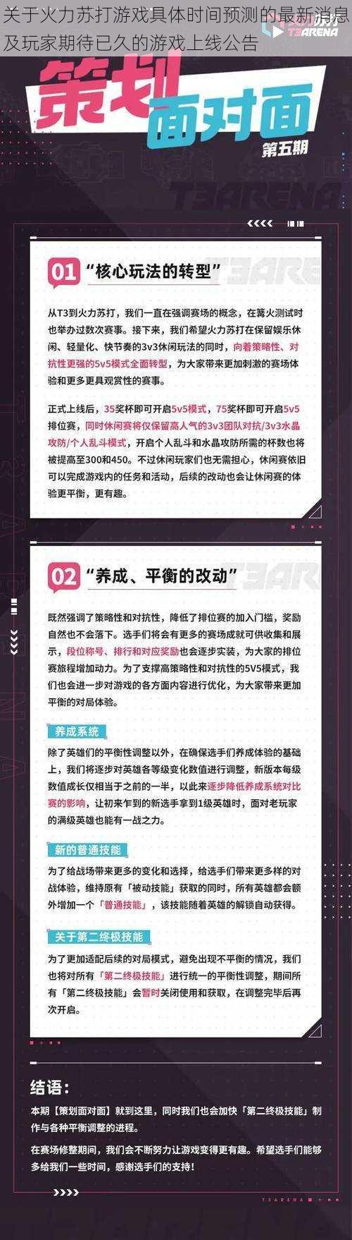 关于火力苏打游戏具体时间预测的最新消息及玩家期待已久的游戏上线公告