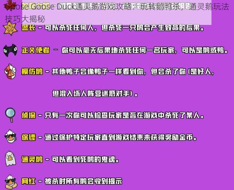 Goose Goose Duck通灵鹅游戏攻略：玩转鹅鸭杀，通灵鹅玩法技巧大揭秘