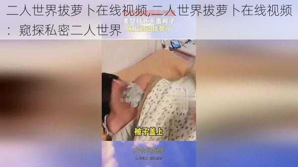 二人世界拔萝卜在线视频,二人世界拔萝卜在线视频：窥探私密二人世界