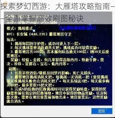 探索梦幻西游：大雁塔攻略指南——全面掌握高效刷图秘诀