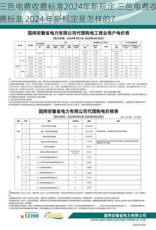 三色电费收费标准2024年新规定 三色电费收费标准 2024 年新规定是怎样的？