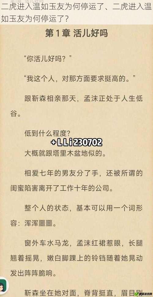 二虎进入温如玉友为何停运了、二虎进入温如玉友为何停运了？