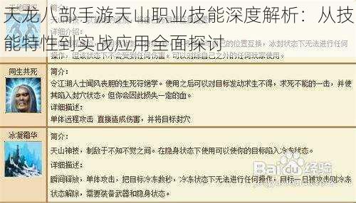 天龙八部手游天山职业技能深度解析：从技能特性到实战应用全面探讨