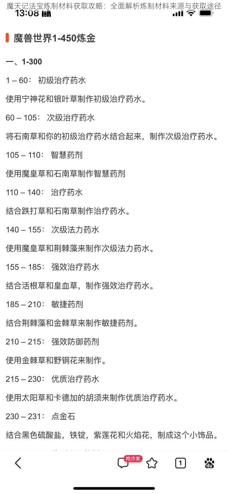 魔天记法宝炼制材料获取攻略：全面解析炼制材料来源与获取途径