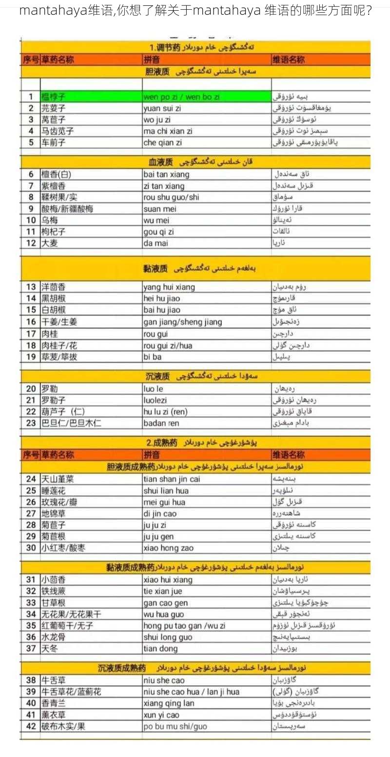 mantahaya维语,你想了解关于mantahaya 维语的哪些方面呢？