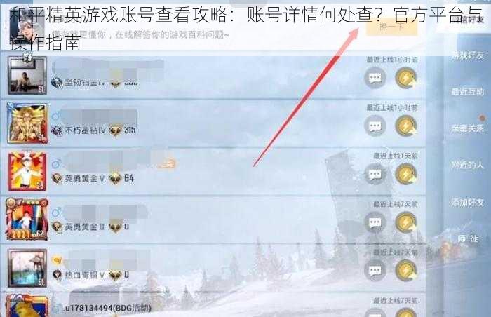 和平精英游戏账号查看攻略：账号详情何处查？官方平台与操作指南