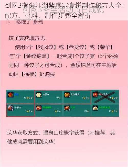 剑网3指尖江湖紫虚寒食饼制作秘方大全：配方、材料、制作步骤全解析