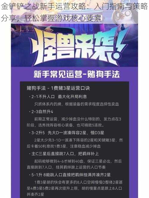 金铲铲之战新手运营攻略：入门指南与策略分享，轻松掌握游戏核心要素