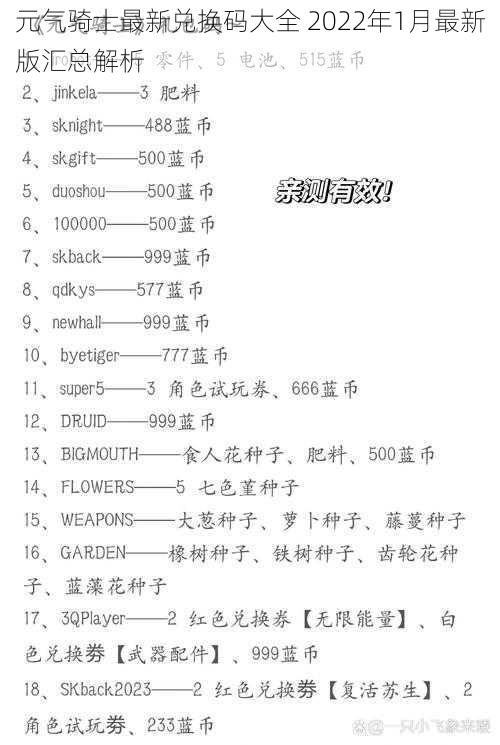 元气骑士最新兑换码大全 2022年1月最新版汇总解析